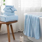 4 Piece Bath Towel Set 35"x70"Oversized Bath Towel for Bathroom Ultra Soft Fluffy Extra Large Bath Sheet Luxury Premium Bathroom Towel Highly Absorbent Quick Dry Shower Towel for Hotel Spa,Blue White