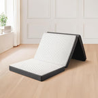 Folding Mattress 4in Single Memory Foam Tri-Folding Mattress with Washable Cover Foldable Floor Mat for Guest Bed, Camping, Yoga, RV Travel, White, (Size: 25" L x 75" W x 4" Th)