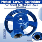 Domensi 1 Pack Cast Iron Lawn Sprinklers for Yard Heavy Duty Metal Garden Water Sprinkler American Threaded Joints for Lawn Garden Yard Irrigation System, Blue