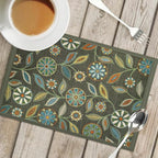 Snycler Table Runner Boho Table Runners Vintage Elegant Farmhouse Table Center Linen Decor for Home Dining Party Entrance (12x18 Inch,Set of 4) Gray&Green