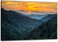 Forest Sunrise Wall Art Decor Great Smoky Mountains Photo Prints National Park Landscape Canvas Painting Artwork Framed for Bedroom Living Room (24x36 inch)