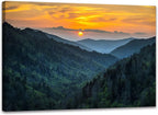Forest Sunrise Wall Art Decor Great Smoky Mountains Photo Prints National Park Landscape Canvas Painting Artwork Framed for Bedroom Living Room (24x36 inch)