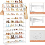 11 Tiers Tall Wide Shoe Rack 55 Pairs Large Capacity Sturdy Durable Shoe Rack for Closet Metal Shoe Organizer Shelf with Two Hooks Space Saving for Entryway White