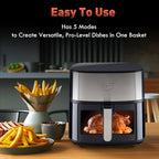 Air Fryer 8 in 1, XL 8.5 QT Large Airfryer with View Windows,MAX 450℉ for Crispy, 85% Less Oil, Fast Roast, Preheat, Shake, Bake, Non-Stick Basket for Easy Clean, With Professional Recipes