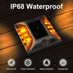 Aolyty Solar Driveway Dock Lights, IP68 Waterproof Deck Lights Outdoor, Warning Step Reflective Road Marker for Sidewalk Stair Garden Pathway Walkway (2 Pack, Red)
