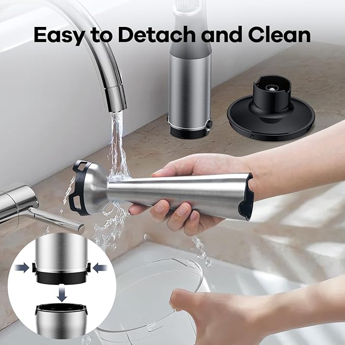 Immersion Blender Handheld 1100W 5 in 1 Corded Stick Hand Blenders for Kitchen with Trigger Speed Control, with Beaker, Chopper, Whisk, Frother, Perfect Emulsifier for Soup, Smoothie, Puree