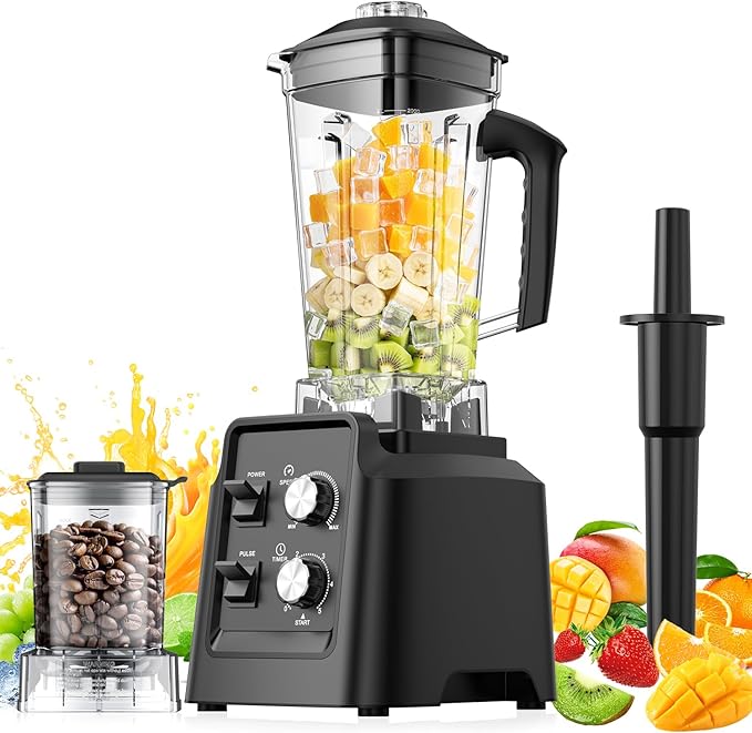 Blenders for Kitchen, Blender & Grinder Combo, Smoothie Blender, 68Oz Pitcher for Crushing Ice, Puree and Frozen Fruit with Autonomous Clean, BPA-Free, Black