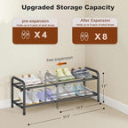 KANAV 2-Tier Expandable Shoe Rack, Adjustable Shoe Organizer & Storage for Closet, Small Space Saving Shoe Rack for Entryway, Bedroom, or Office – Sturdy & Durable Design