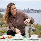 Travel French Press, 34oz Stainless Steel Coffee Press for Camping, Double Wall Insulated & No Drip Spout plastic free coffee maker