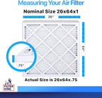 Filter King 26x64x1 Air Filter | 4-PACK | MERV 8 HVAC Pleated A/C Furnace Filters | MADE IN USA | Actual Size: 26 x 64 x .75"