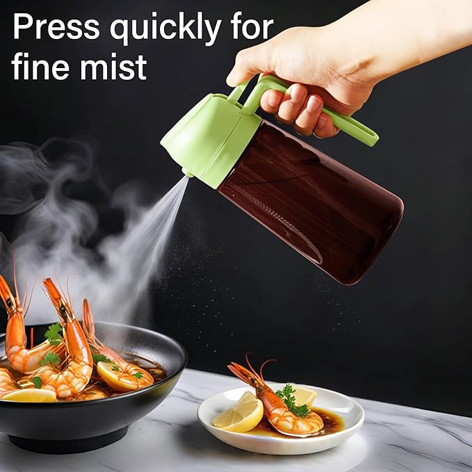 16oz Oil Dispenser Bottle for Kitchen - 2 in 1 Olive Oil Dispenser and Oil Sprayer - 470ml Olive Oil Bottle - Oil Sprayer for Cooking, Kitchen, Salad, Barbecue Black (Wine red with green lid)