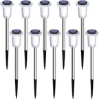Solar Pathway Lights 10 Pack Solar Lights Outdoor Waterproof 6000K Cold White Yard Lighting, LED Stainless Steel Stake for Garden Outside Landscape Lawn Driveway Walkway Path