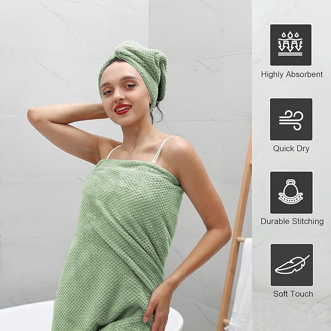 Hand Towels Set 2 Pack-16“x31”,Ultra Soft Microfibers Bathroom Towel Set Highly Absorbent Quick Dry Luxury Premium Towel Lightweight Durable Hand Towel Collection for Hotel Spa Gym Kitchen,Green