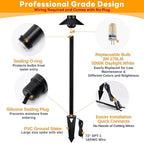 Low Voltage Landscape Path Light, Solid Brass Pathway Light IP65 Waterproof, Hat Shaped 12V Wired, Black LED for Walkway Garden with 3W 270LM 5000K Daylight G4 Bulb (12 Pack)
