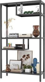 Metal Storage Shelves, 70.9” Tall Geometric Bookshelf, Floor Standing Display Shelving Unit Home Decor Furniture for Office, Bedroom, Living Room, Easy Assembly, Black