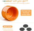 EFISPSS Ceramic Plant Pots,4+5+6 Inch Ceramic Indoor Pots for Plants with Drainage Hole,for Succulent Cactus,Pothos,Snake Plant Gift for Plant Lovers Set of 3 - Orange Pearl Glaze Plant Pots