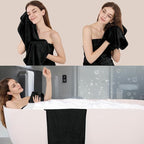 Black Bathroom Towels Set Of 4, 35x70 Inches Oversized Bath Towels Extra Large Microfiber Shower Towels Textured Ultra Soft Absorbent Quick Dry Towel Bath Sheets Towels For Adults Bathroom Hotel Spa