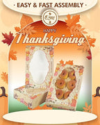 qiqee Thanksgiving Cookie Box with Window 12x8x2.5 inch 32 Packs Two Uses One Second Folding Pastry Biscuit Retro Leaves Bakery Box for Packaging Auto-pop up