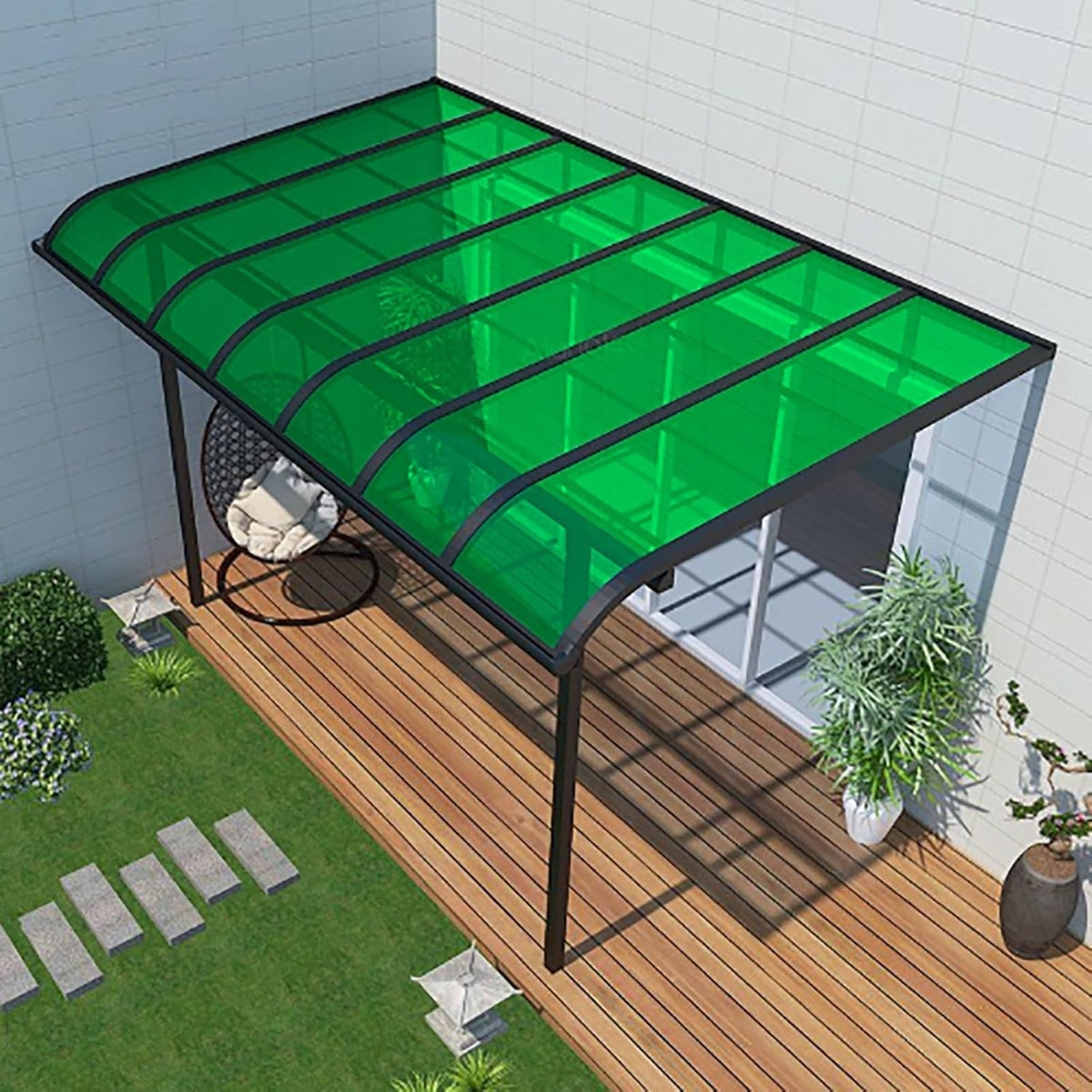 Daylighting Roof Panels Outdoor Sunshade Canopy Panels Greenhouse Panels Not Easy to Deform Easy to Assemble for Outdoor Shed Panels.(Green,3.3x23ft)