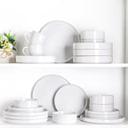 Dinnerware Set for 8, GBhome 24 Piece Speckled Plates and Bowls Set with Glazed Bottom, Chip and Scratch Resistant Stoneware Plates Sets, Dishwasher & Microwave Safe Dishes, White