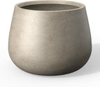 Kante Curva Series Planter, 14.8 Inch Round Concrete Garden Pot with Draiange Hole and Rubber Plug, Suitable for Indoor Plants, Home, Garden, Patio, Weathered Concrete