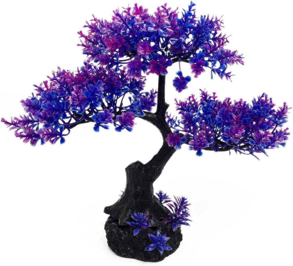 Mipukbay Aquarium Plants Tree - Purple Artificial Plastic Fish Tank Decor, Realistic Ornament Safe for Fish & Shrimp, Low-Maintenance Aquascaping Plants for Freshwater/Saltwater Tank Landscaping