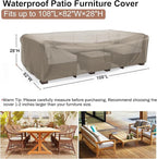 Mrrihand Heavy Duty Patio Furniture Covers, Outdoor Furniture Covers Waterproof Sectional Sofa Set, Patio Table and Chair Set Cover 108" L×82" W×28" H,Brown