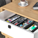 4PCS Drawer Organizer, Mesh Drawer Organizer with Interlocking Arm for Utensil, Cosmetic, Flatware, Pen (9 * 3 * 2 Inches, Black)