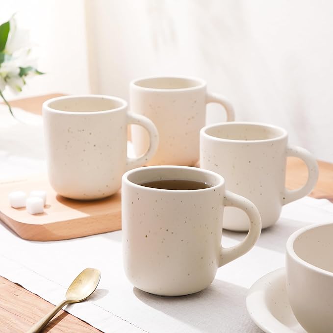 Bloomhouse Corsica Clay 4 Piece Mug Set - Sea Salt White