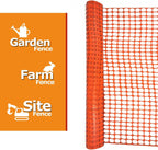 Ashman Plastic Mesh Fence, 4'x50' Feet, 1 Roll, Orange, Construction Barrier Netting, Garden Fencing, Fences Wrap, Above Ground, for Snow, Poultry, Chicken, Deer, Patio, Garden Netting, Orange 50FT.