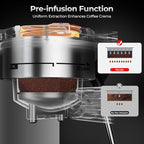 20 Bar Espresso Machine with Milk Frother, Compact Espresso Coffee Maker with Cup Warmer, Self-Cleaning, Auto Shut-Off, 34oz Removable Water Tank for Latte/Cappuccino/Americano, Stainless Steel