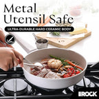 THE ROCK SOHO 9.5-Inch Non Stick Frying Pan with Lid–Nothing Sticks, Never Warps, Lasts Longer, Ceramic Non Toxic Skillet with Heat-Resistant Handle, PTFE PFOA&PFAS Free, Oven & Dishwasher Safe, Cream