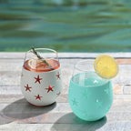 Hyperspace 20 OZ Stemless Wine Glass, Beverage Glass with Protective Silicone Sleeve (4COLOR ASST Star)