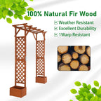VINGLI Wooden Garden Arbor with Planter, Wedding Arch for Ceremony, Wood Garden Arbour Trellis for Plant Climbing, Pergola for Garden Backyard, Lawn, Outdoor