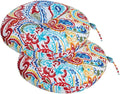 FUNHOME Bistro Chair Cushions 15 inch,Set of 2,Tufted Round Chair Cushions with Ties,15"x15"x4",Water Resistant Round Seat Cushion for Barstool Chairs,Patio Garden Kitchen Outdoor Furniture(Phoenix)