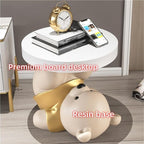 Bear Statue End Table, Round Side Table, Resin Sculpture Bedside Table, Small Space Saving Nightstand Couch Corner Stand Bedroom, Accent Table for Living Room(Gold)