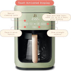 Beautiful Coffee Maker, 14-Cup, Touch Display, Programmable, 1200W, Stainless Steel, Keep Warm, 24h Timer dishwasher-safe (Sage Green)