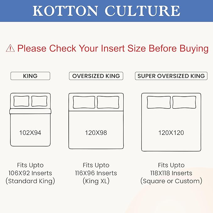 Kotton Culture 120"x120" 1 Pc Super King Plus/Super Oversize King Duvet Cover Only 100% Egyptian Cotton - 600 TC, Zipper Closure & Corner Ties - Fits Only Extra Large Inserts - Striped Silver
