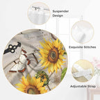 Farm Flowers Bathroom Curtains 63 Inch Length, Window Curtains Tab Top, Retro Sunflowers Barn Doors Butterfly Wood Board Light Filtering Window Treatments Drapes 52"x63" 2 Panel