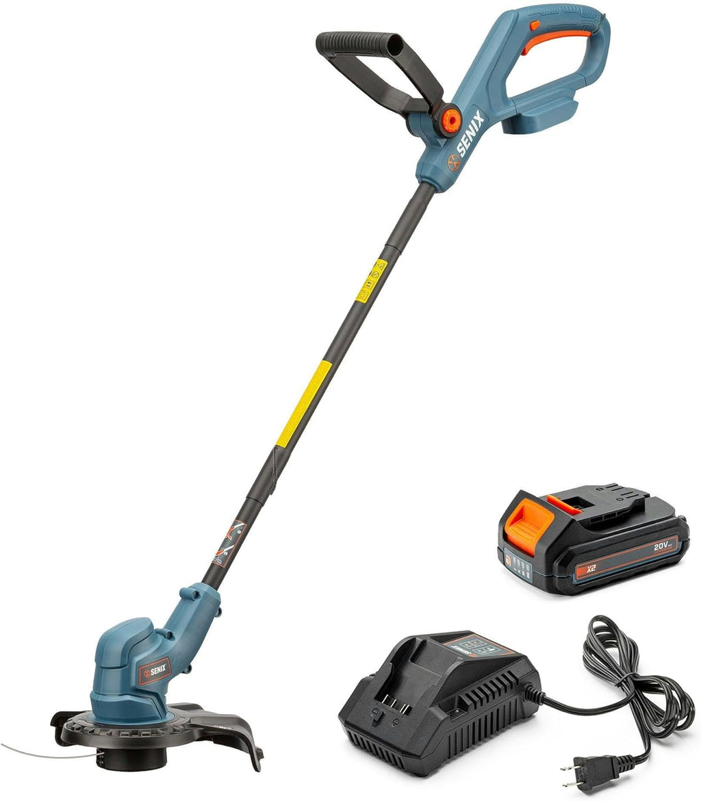 SENIX X2 20 Volt Max* Cordless Grass String Trimmer and Edger Lawn Tool, Detachable Split Shaft, 10-Inch Max Cutting Width, Includes 2.0 Ah Battery and 2A Charger (GTX2-L)
