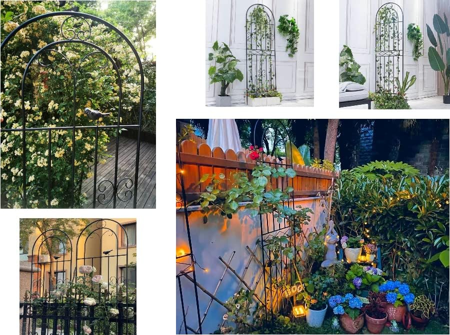 2 Pack 86.7" H x 19.7" W Metal Garden Trellis with Black Coating, Wire Lattice Grid Panel for Climbing Plants Outdoor Roses Vine Cucumbers Vegetables Flower Support