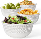 Large Salad Bowls Set of 4, 60oz White Serving Bowls Deep Deep Embossed Ceramic Mixing Bowl for Soup Kitchen, Eating, Ramen, Pasta, Dishwasher & Microwave Safe 8 inch (Auspicious Clouds)
