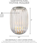 Serene Spaces Living Clear Optical Glass Votive Holder, Perfect for Weddings and Home Décor, Measures 5" Tall and 3.5" Diameter, Set of 12