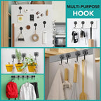 DIYMAG Black Magnetic Hooks, 80LBS Strong Magnetic Hooks Heavy Duty, Strong Magnet Hooks with Metal Hanger for Hanging Refrigerator Home Kitchen Office, 8Pack