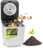 Nutrichef 3L Electric Kitchen Composter - Compost’s Organic Material & Food Scraps | Countertop Automatic Compost Bin | Dry, Crush, & Cooling Functions | Perfect for Kitchens & Apartments | White