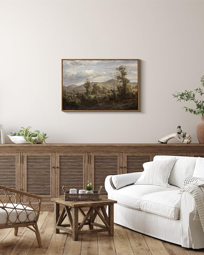 InSimSea Framed Canvas Wall Art Vintage Decor, Nature Landscape Paintings Artwork, Large Prints, Vintage Farmhouse Decor, Retro Wall Decoration for Bedroom Living Room Bathroom, 20"x30"