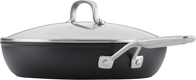 KitchenAid Hard Anodized Induction Nonstick Fry Pan/Skillet with Lid, 12.25 Inch, Matte Black
