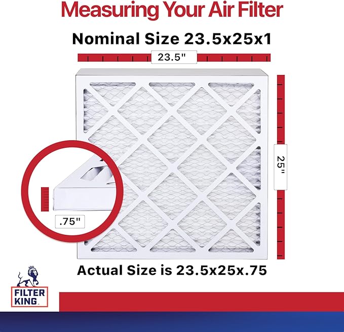 Filter King 23.5x25x1 Air Filter | 6-PACK | MERV 11 HVAC Pleated A/C Furnace Filters | MADE IN USA | Actual Size: 23.5 x 25 x .75"