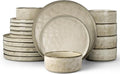 LIANYU 18 Piece Dinnerware Dish Set for 6, Stoneware Plates and Bowls, Ceramic Dinner Tableware Sets Includes Dinner Salad Plates, Cereal Bowls, Chip & Scratch Resistant, Sandy Beige