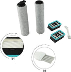 Replacement Roller Brush and Filter Kit for CrossWave 3831 HF2, 3845, 3847, 3848 Floor Scrubber – Wet/Dry Cleaning Accessory, Piece Set